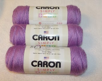 Caron Simply Baby Yarn, 3 Pack Baby Yarn, Pixie Purple Yarn, Baby Purple Yarn, Caron Baby Yarn, Purple Afghan Yarn