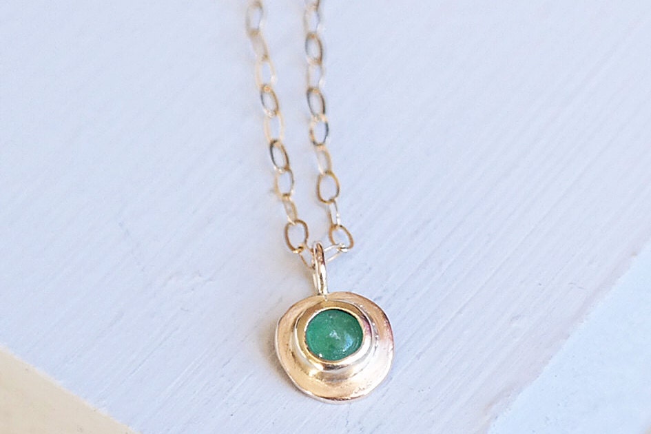 Gold Necklace Emerald Necklace Emerald Jewelry Birthstone