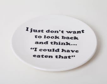 Plate Hand Painted Funny Quote Personalised Ceramic Plate Side Hand Painted Plate 20cm Alternative Diet Plate