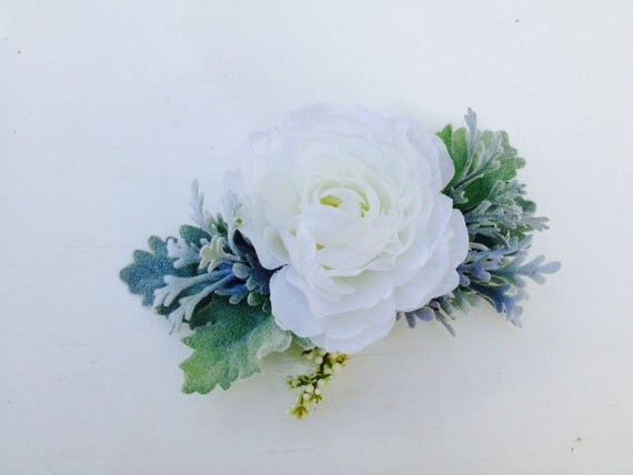 White flower clip Bridal headpiece white hair flower Bridal