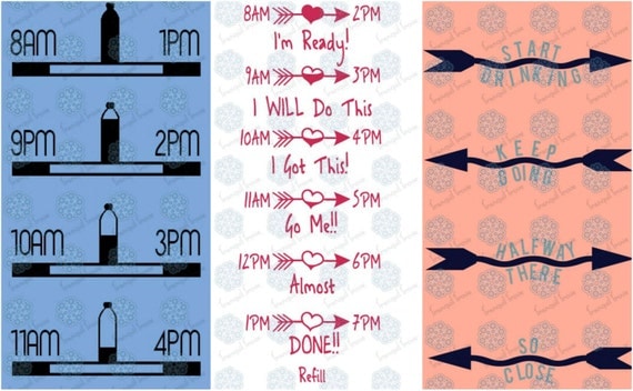 Svg And Dxf Design Set Of 3 Water Bottle Measurements Cut 3608