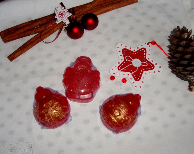 Christmas Gift Idea, Luxury Red Festive Royalty Soaps Set, New Year Decorative Good Luck Charm, Holiday Home Decor, Holiday Hostess Gift