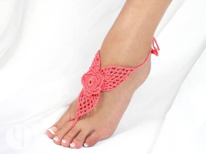 Iris Crochet Barefoot Sandals 100% Handmade. 3 Colors! Summer Accessory. Beach Wedding Accessory. Pool Party Accessory.