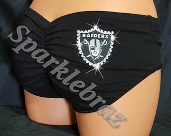 NFL shorts-Oakland Raiders lingerie-Oakland Raiders for women-Lingerie-NFL-Oakland Raiders panties-Black shorts-Short shorts