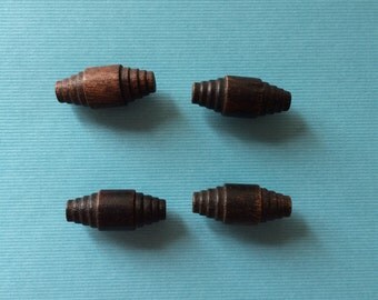 Vintage 4 Brown Wood Toggle Buttons 7/8" long