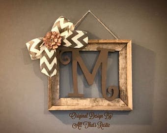 Barnwood Rustic Home Decor Frame with Initial-Rustic Home Decor-Rustic Decor-Rustic Frames-Initial Frame-Letter Frames-Distressed-Wall Decor