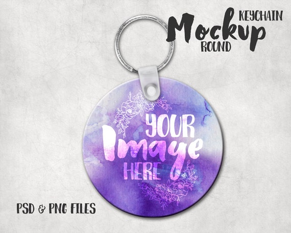 Download Round Keychain Mockup Template Circle Key Chain Template