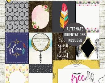 SUMMER SALE - Free Spirit - Journal Cards - Instant Download - Printable journaling cards for Project Life and digital scrapbooking