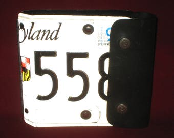 Recycled License Plate Truck Tire Rubber /Vintage Little Earth CD DVD Holder Case/Vintage License Plate Art/1997 Maryland License Plate