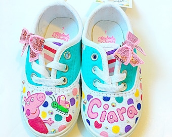 Custom peppa pig canvas shoes - Toddler shoes - personalized peppa pig shoes - personalized shoes - toddler birthday present - custom gift