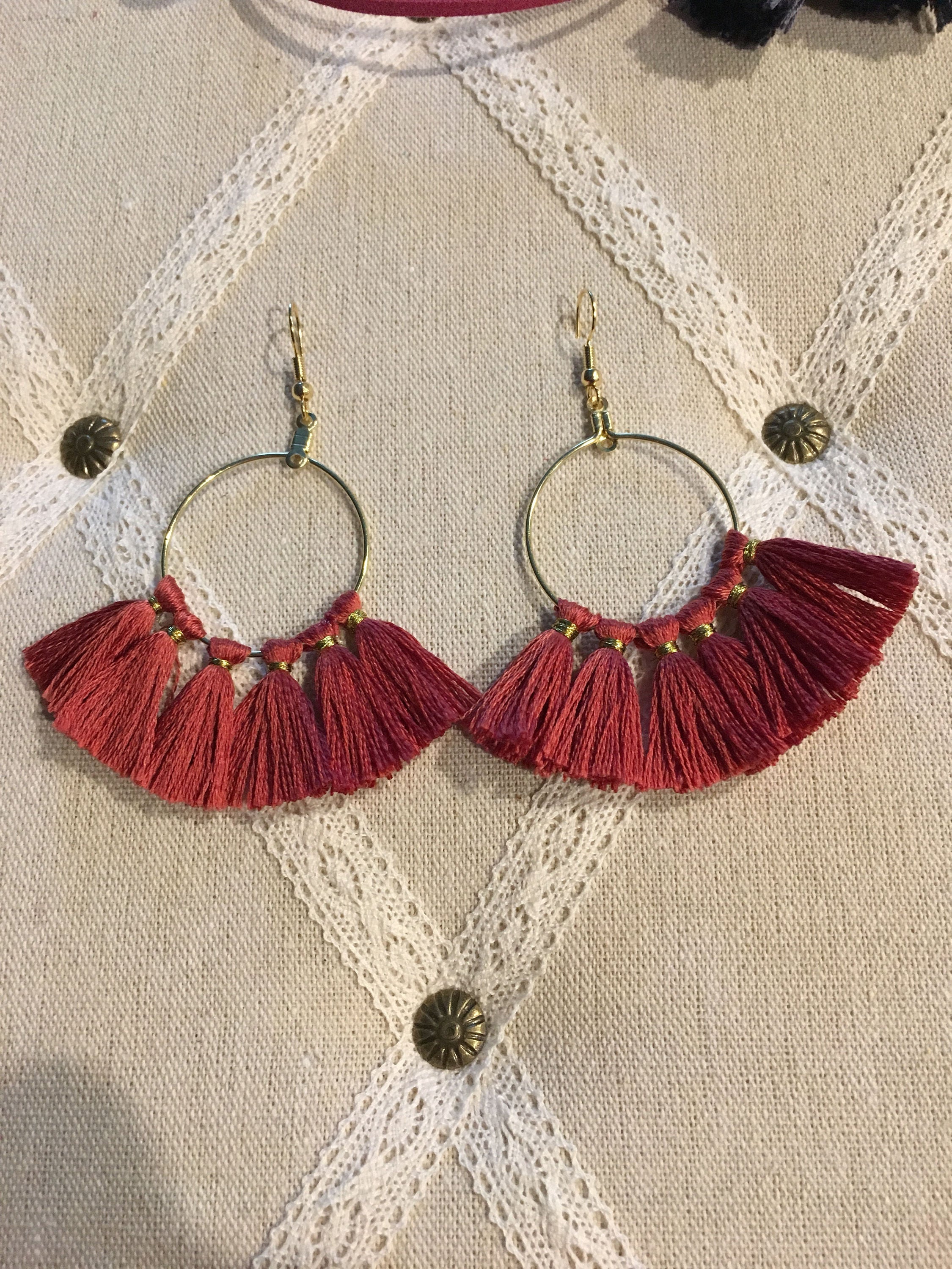 Multi Tassel Round Earrings
