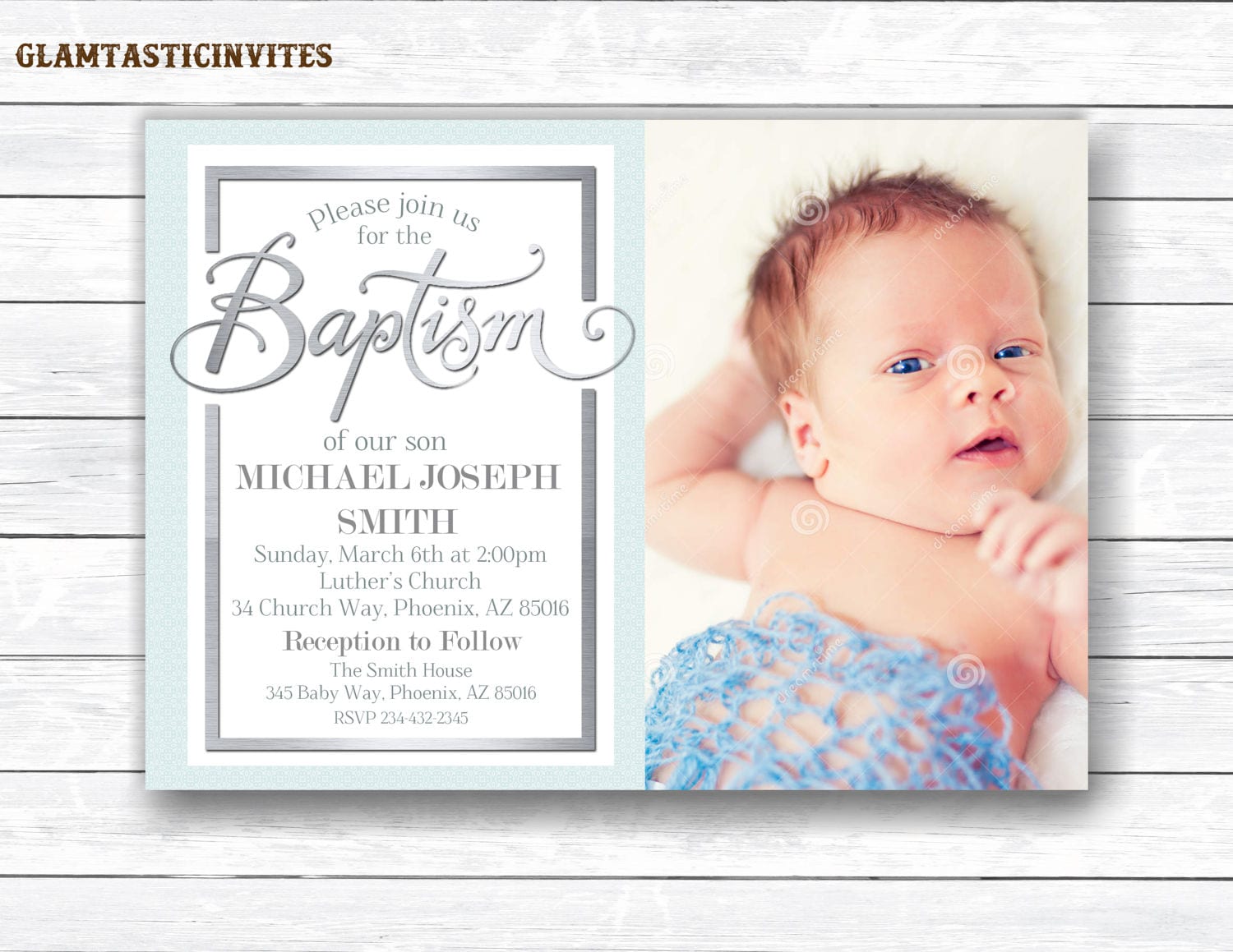 Baptism Invitation Boy Baptism Invitation Printable Boy