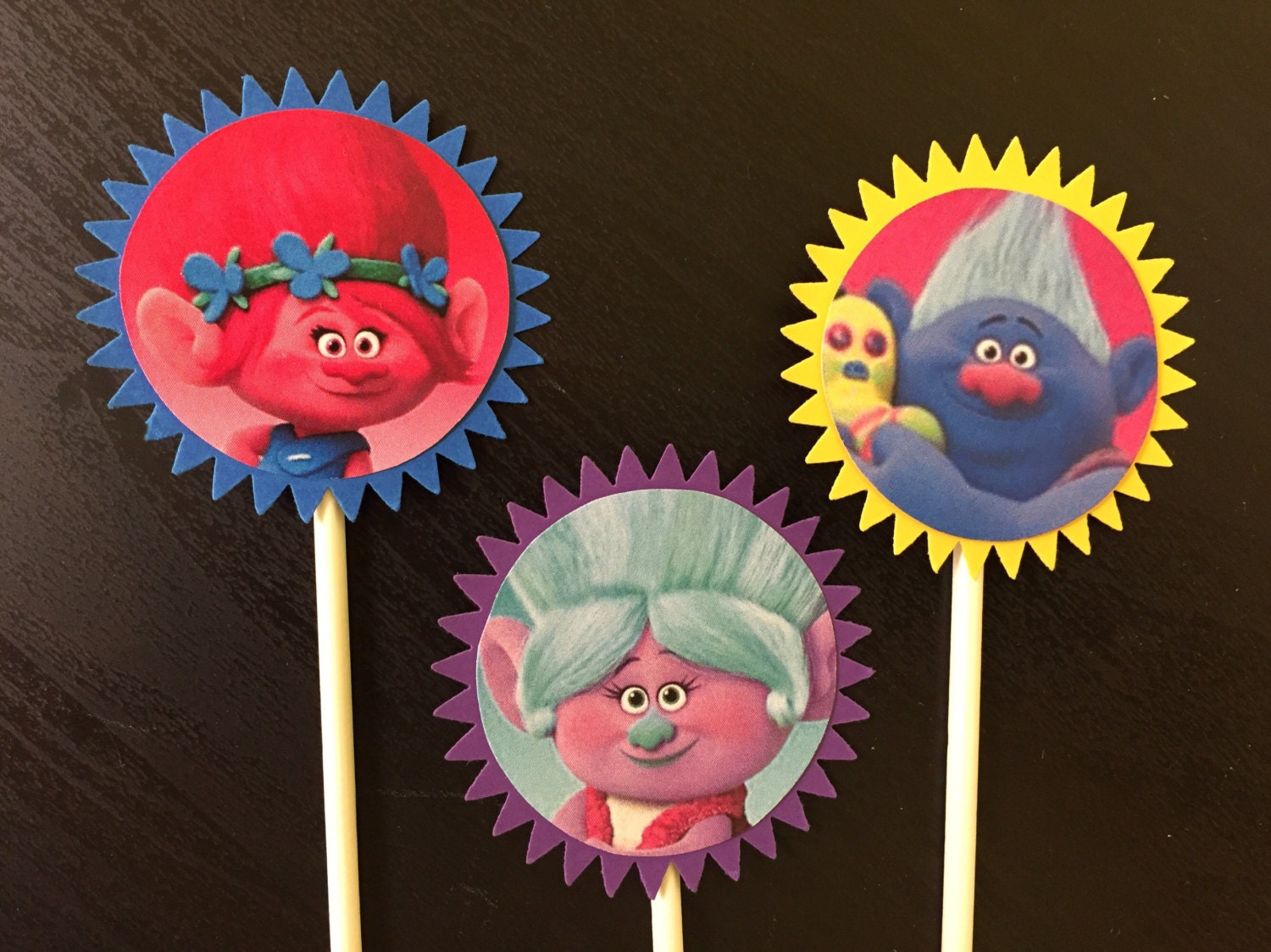Trolls Cupcake Toppers 8 Trolls Birthday Party trolls cake