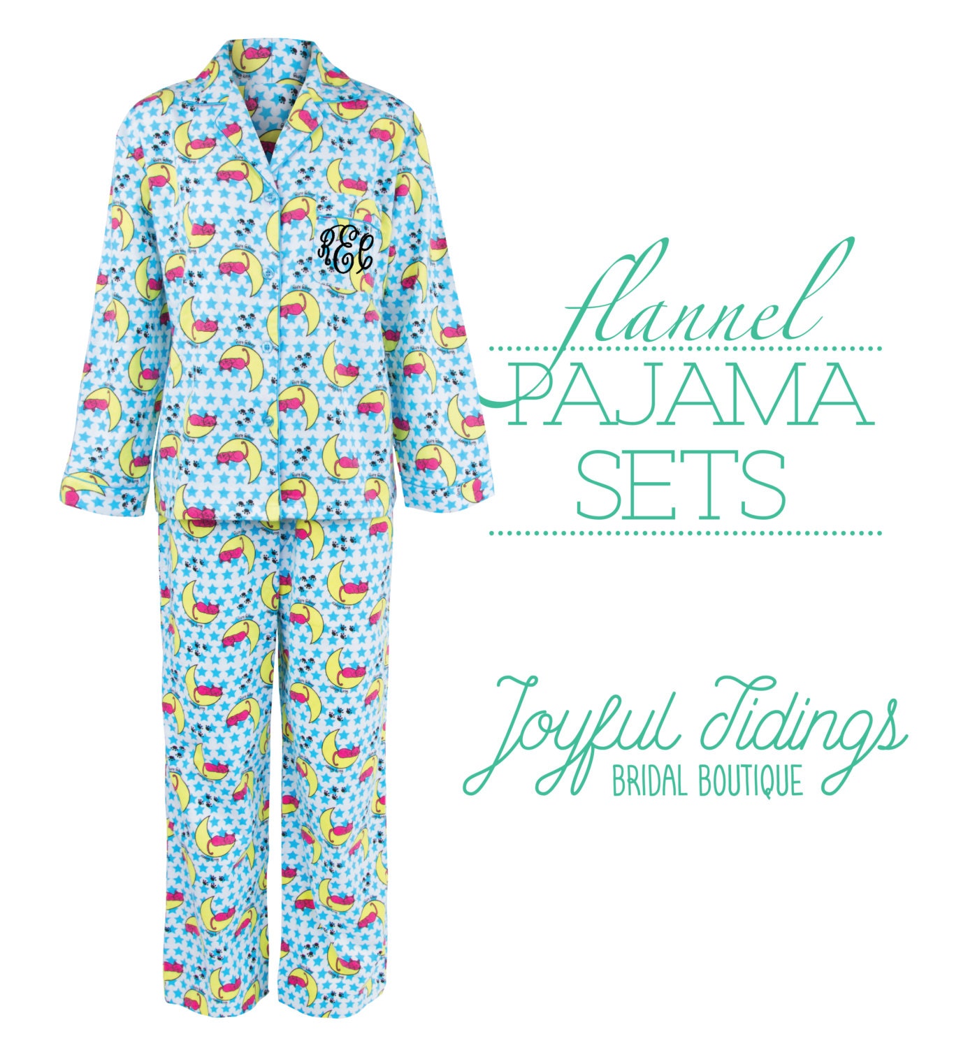 Personalized Cotton Flannel Pajamas Bridesmaids Gift Bridal