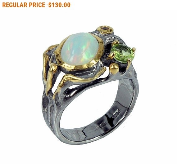  SALE  Opal Ring  Engagement  Ring  Ethiopian  Opal by ZoominJewels