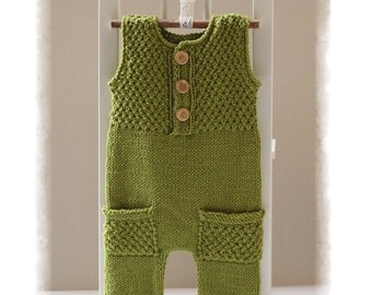 Merino wool Green Knit Romper, Newborn Photo Props, Baby Boy Outfit, Baby boy, Newborn Boy Photo outfit, Newborn gift, Code: Ari, GAMMAkids