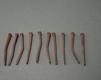 Antique Square Nails, Old Rusty Nails, Salvaged Square Nails, Antique Nails, 4 Inch Cut Nails, #426
