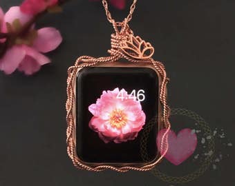 Rose Gold 38mm Apple Watch Necklace-Eco Friendly 14k Rose Gold Apple Watch Jewelry Rose Gold 38mm Apple Watch Pendant Apple Watch 38mm