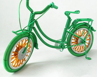 Handmade Wire Bike,Lifelike Bicycles and Cycling,Wire BMX Bike,Miniature Green Bicycle,Desk Decoration,Unique Gift