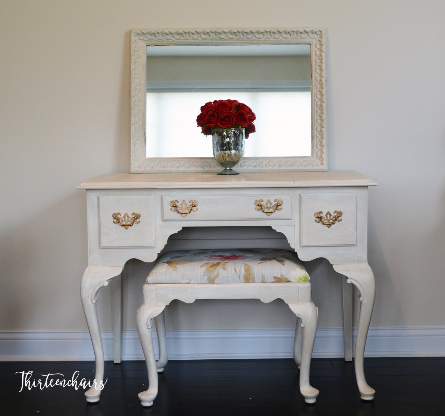 Shabby Chic Ethan Allen Dressing Table/Vanity by ThirteenChairs