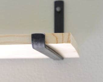 Industrial Shelving Brackets - J Style, Flat Bar Steel Shelf Supports, Rustic Metal Bracket for Floating Wood Shelves