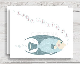 Fish birthday card | Etsy