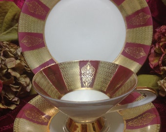 OSCAR SCHALLER- WINTERLING, Germany-c1940s cup, saucer & dessert plate