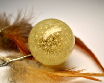 Dandelion necklace Resin jewelry dandelion Sphere pendant Gift for women Nature Jewelry Eco jewelry Surgical steel Real dandelion Eco gift
