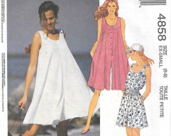 Vintage 1990 McCall's 4848 Romper Jumpsuit Sewing Pattern Size Small 6 to 8 Bust 30 1/2" to 32 1/2"
