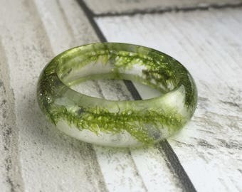 Resin rings, Real moss resin ring, botanical, resin ring, girlfriend gift, gift for her, wedding ring, eco ring, real flower, mothersday gif