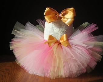 Infant Baby Toddler Pink and Gold 1st Birthday Cake Smash Fluffy Tutu~ Size: 6-12 Months- Ready to Go!