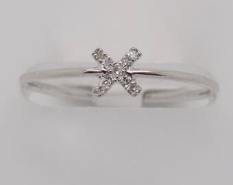 18K White Gold Diamond X Band
