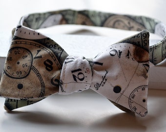 Clock Bow Tie, Steampunk Bow Tie, Self-Tie Bow Tie, Steampunk Bowtie, Bowties for Men, Geek Bowtie, Funky Bow Tie, Mens Bowtie, Mens Bow Tie
