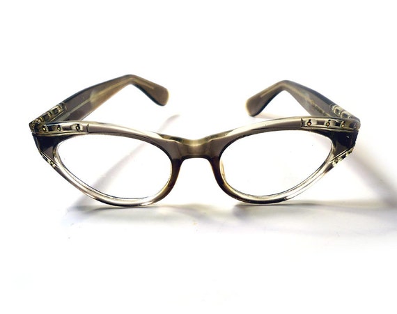 Vintage 50s Cat Eye Eyeglasses With Rhinestones And Art Deco