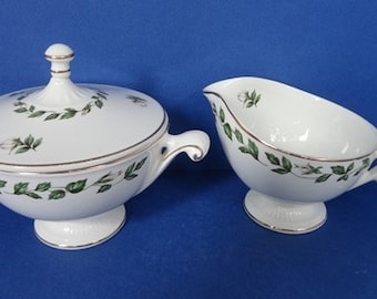 Vintage Hall China Cameo Rose Sugar and Creamer