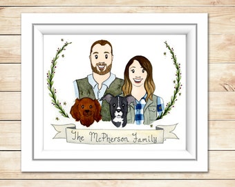 Custom Watercolor Portrait Unique Birthday Gift Family Painting Original Illustration Family illustration Couple Gift Newlywed Wedding Gift