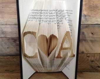 Initial Heart initial Folded Book Art