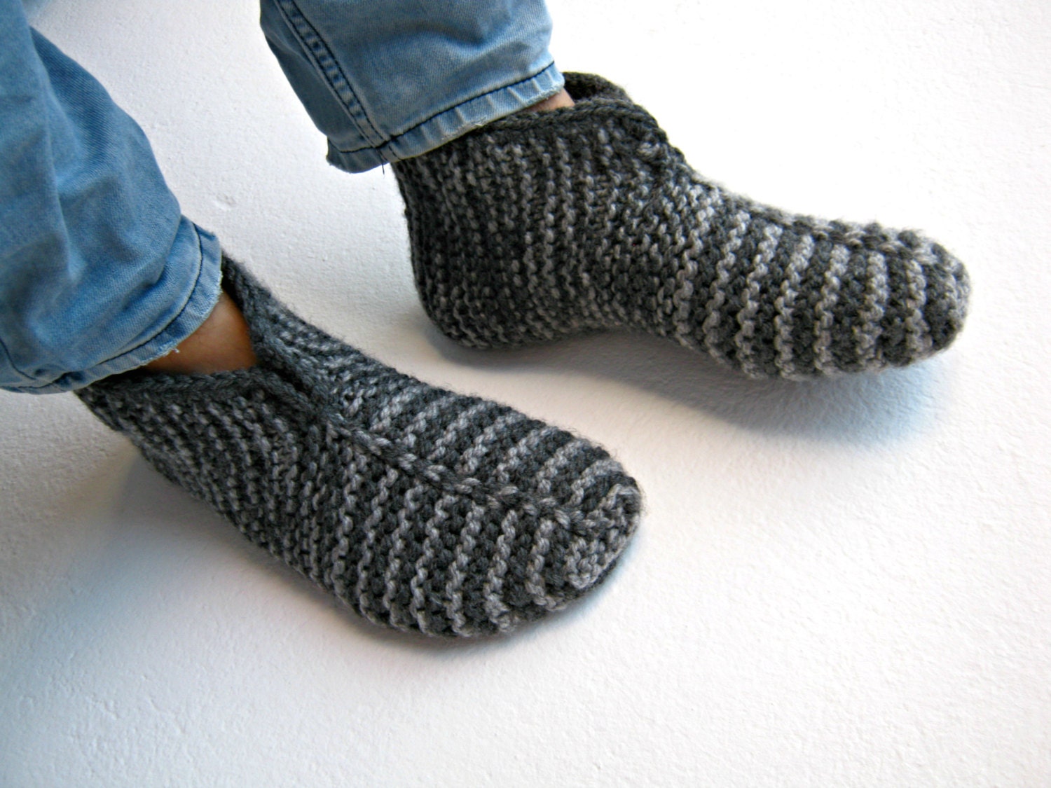 Knitted Socks Knitted Slippers Mens Socks Warm Socks Gray