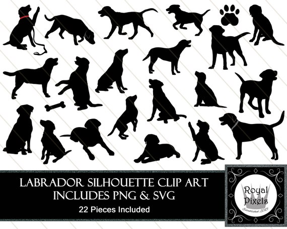 Download Labrador Silhouette Clip Art - 22 Piece - Pet Dog ...