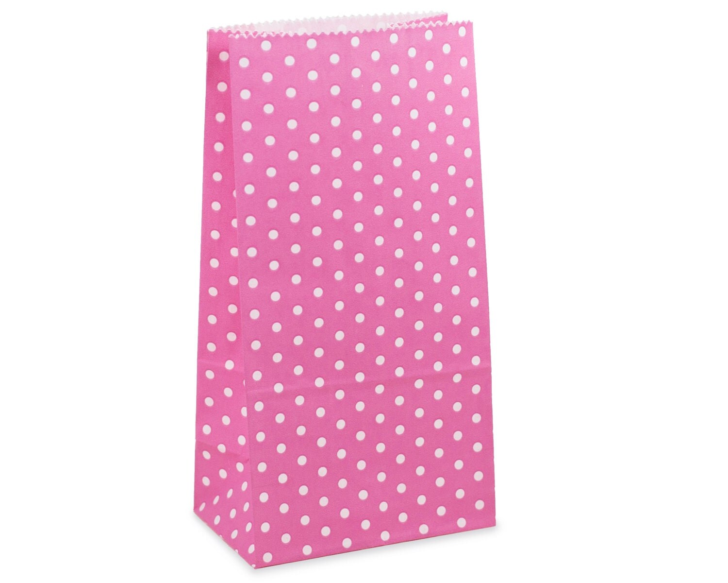 Party Favor Bags Hot Pink Polka Dot Paper Lunch Bags Set of