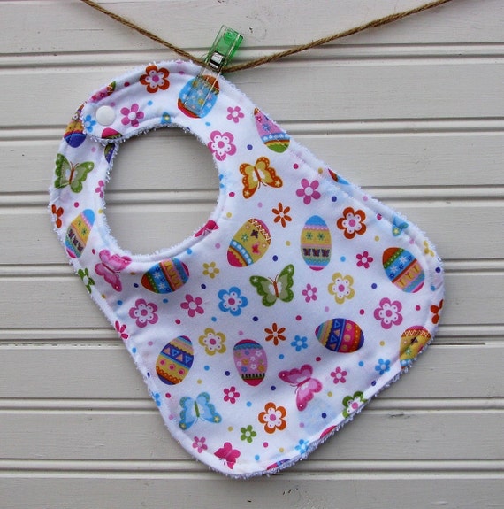 Items similar to Bib Baby Bib for Girl Easter Egg Flowers and