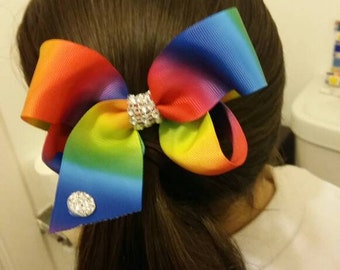Jojo siwa inspired rainbow medium size hair bow