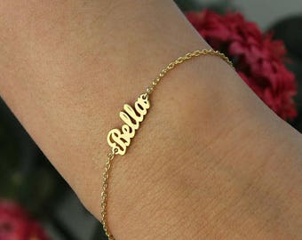 Dainty Name Bracelet-Gold Bracelet-Name Bracelet-Gold Jewelry-Gold Name Bracelets-Bridesmaid Gift-Personalized Gift-Bridesmaid Gift