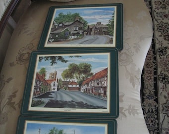 Set of four pimpernel English country cottages placemats