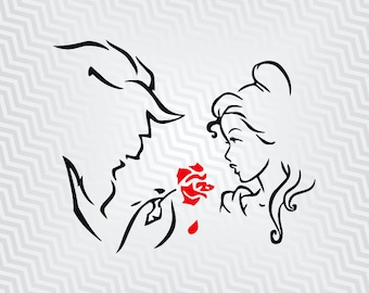 Beauty and The Beast Svg, Outline, Cutout, Vector art, Cricut, Silhouette Cameo, die cut, instant download, Digital Cut, Svg Files, dxf