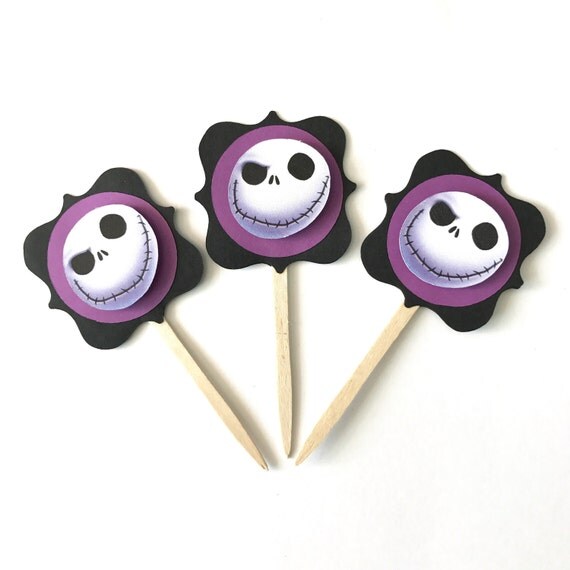 Items similar to Jack Skellington Cupcake Toppers, Jack Skellington