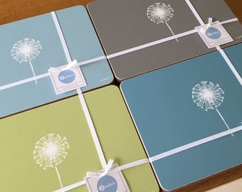 Dandelion Placemats - Set Of Four, Available In Four Colours, Wedding Gift, Gift For Her, High Quality, Made in UK