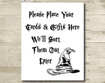 Harry Potter Wedding // Cards and Gifts Sign // Harry Potter Bridal Shower // 8 x 10 // Printable // Harry Potter Birthday // Sorting Hat