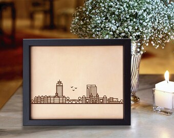 Lik173 Leather Engraved Netherlands Amsterdam city view 3rd anniversary gift
