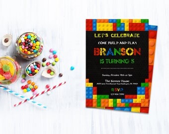 Lego party,INSTANT DOWNLOAD - Edit Yourself in Word. Template Editable Text Microsoft Word.DIY You Print.